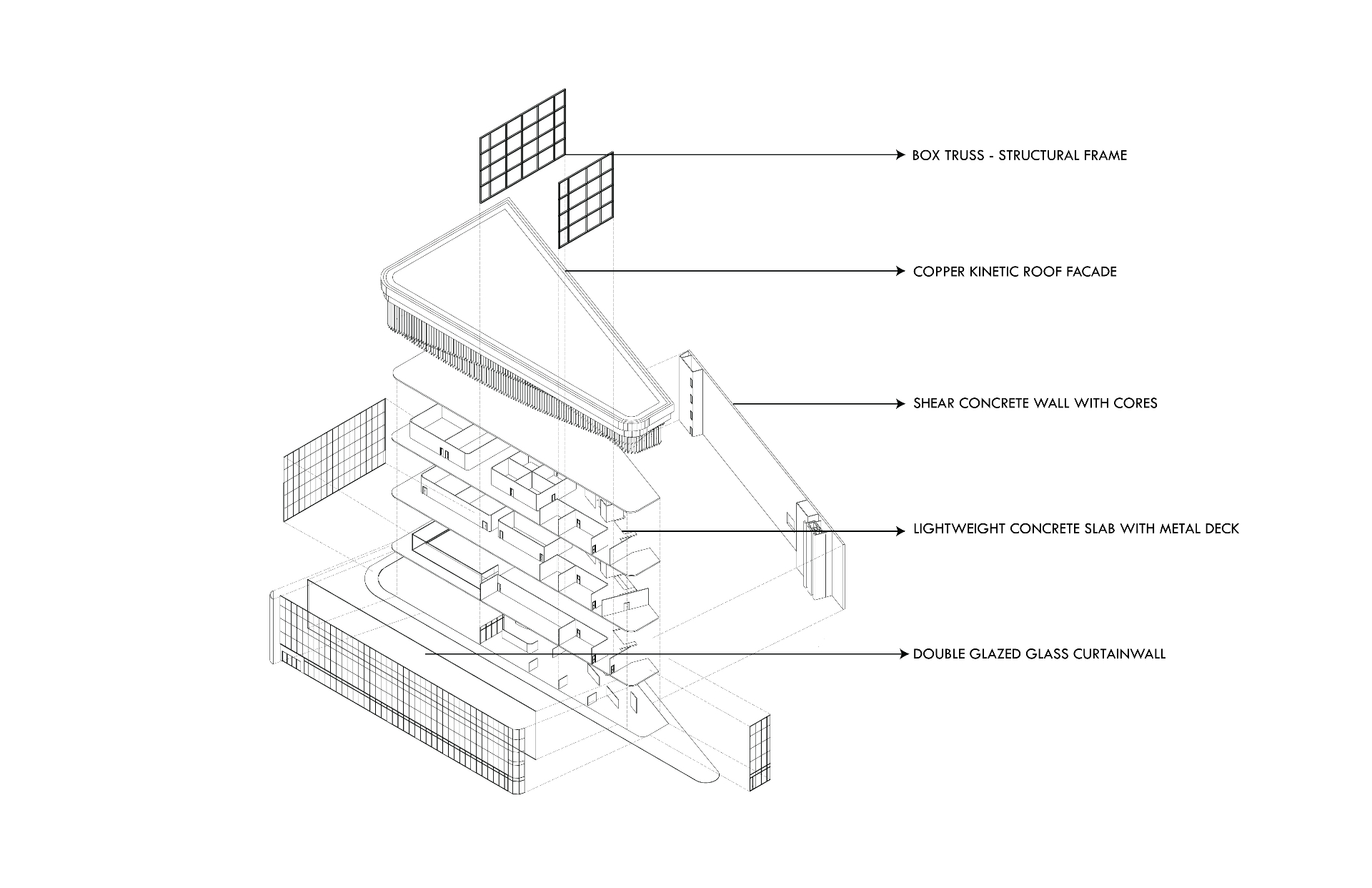 Axonometric with material detail